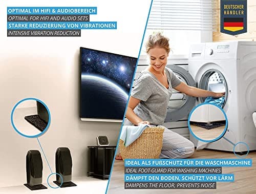 4 PIÈCES de Machines à Laver Coussinets de sous-Couche XXL Coussinets en Caoutchouc Amortisseur Anti-Vibrations Support sécurisé pour Meubles et armoires de sécheuse comme Tapis de laveuse