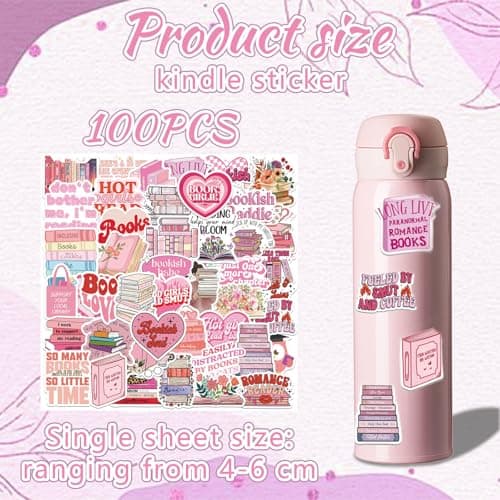 Mrltau Lot de 100 autocollants de scrapbooking pour amateurs de livres, autocollants mignons, merch, accessoires Kindle, accessoires Kindle, autocollants esthétiques Stuff Clean Girl