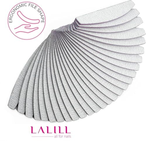 LALILL Lime à Ongles 50 Pcs. 100/180 Grain, Demi-Lune Zebra - Limes à ongles pour Gel - Modelage D'ongles Hybride, Acrylique, Polish Gel - Bilatéral, Jetable - Manucure, Buffer, Bloc, Professionnel
