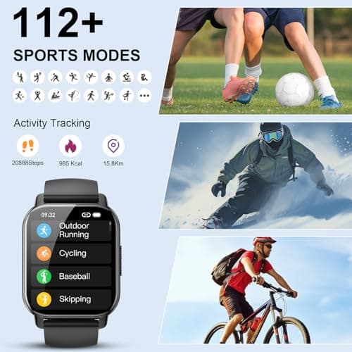 Montre Connectée Homme Femme avec Appel Bluetooth, 1.85" HD Smartwatch, 112 Modes Sportifs, Montre Connectee Sport Etanche IP68 avec Cardiofrequencemetre/Moniteur de Sommeil/Podometre pour Android/iOS