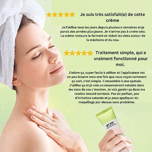 La crème raffermissante intensive pour le cou et le double menton tonifie et raffermit la peau affaissée, anti-vieillissement. LIPOFIX