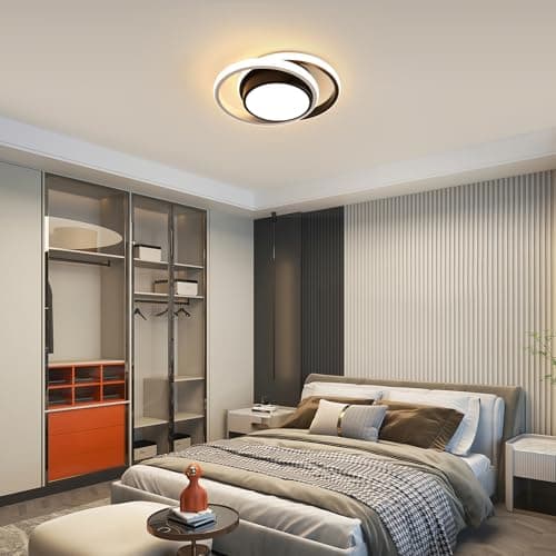 Comely Plafonnier LED, Rond Lampe de plafond 32W 2350LM, Moderne Luminaire Plafonnier pour Couloir Coucher Salle de Bains Cuisine Salon, Blanc Froid 6500K, Longueur 28cm, Noir