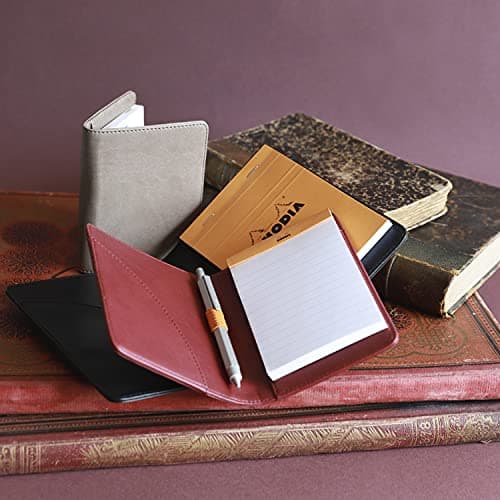 RHODIA 216002C - Livret Porte-Bloc et Porte-Documents N°16 Taupe - pour Bloc-Notes ou Carnets de Format A5 17,5 x 23,5 cm (14,8x21 cm) - Simili Cuir Italien Premium - Collection