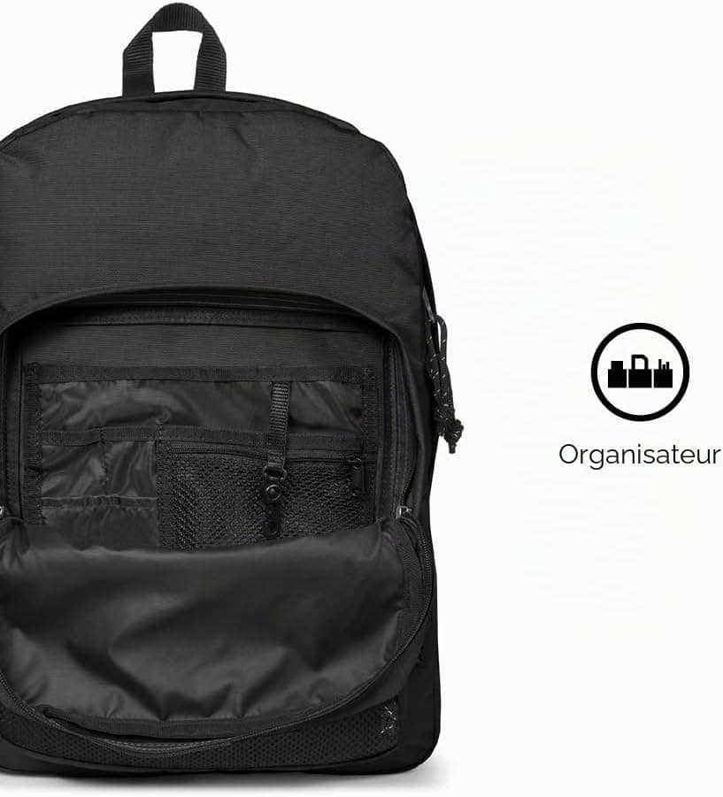 EASTPAK Pinnacle Sac à dos 38L (42 x 32 x 25,5 cm), grand sac école et voyage, sac à dos multi-compartiments résistant avec organiseur et bretelles rembourrées - BLACK DENIM