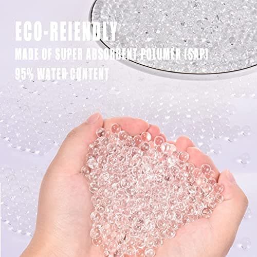 Daover Perles d'eau, 50.000 pièces Perle D’Eau Transparente pour Décoration de Vases, Fabrication de Bougies Flottantes, Bille d'eau Transparente pour Vase Decoratif, Billes Hydrogel