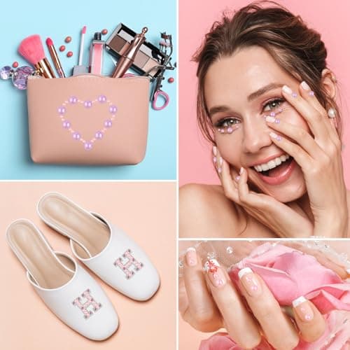 ASTARON 50g Mélange de strass demi-perles pour l'artisanat Taille mixte 3mm-10mm strass à dos plat pour gobelets Mugs Nail Art Chaussures (série violet rose)