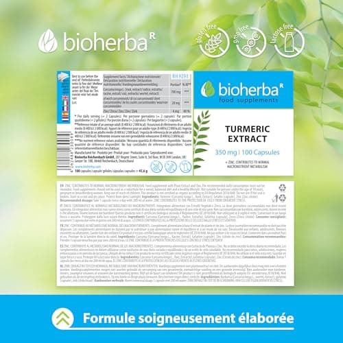 Curcuma Gélules 350 mg - 100 pcs : Antioxydant Puissant et Soutien Articulaire par BIOHERBA