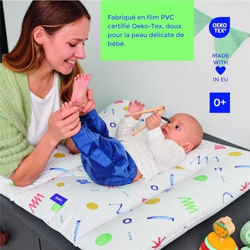 Bonky® Matelas à Langer Bebe souple 85x72 cm - Matelas à langer epais lavable - pour garçons et filles - Certifié Öko-Tex - Imperméable - Mono 2A - 72x85 cm