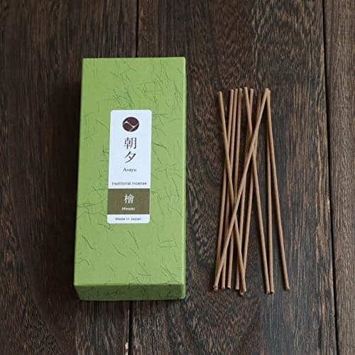 Asayu Japan Bâtons Encens Traditionnels Parfum Bois de Cyprès Hinoki Japonais 40 g, pour Méditation, Détente, et Yoga, Fabriqués au Japon Artisanalements