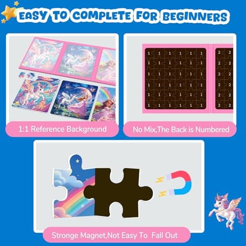 Puzzle MagnéTique Licorne pour Enfants,36 Puzzles De Voyage pour Les Enfants De 3 à 8 Ans,Puzzle De Fille pour AméLiorer L'Intelligence,Puzzle pour Tout - Petits,ActivitéS Avion pour Enfants