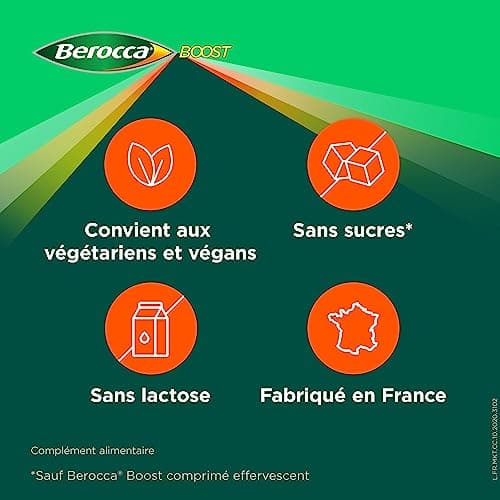 Berocca® Energie Orange + Berocca® Boost Guarana Caféine - Multivitamines - Aide à réduire la fatigue - Vitamine C, B et Minéraux - 30 + 45 comprimés Effervescents NE PAS ASSOCIER