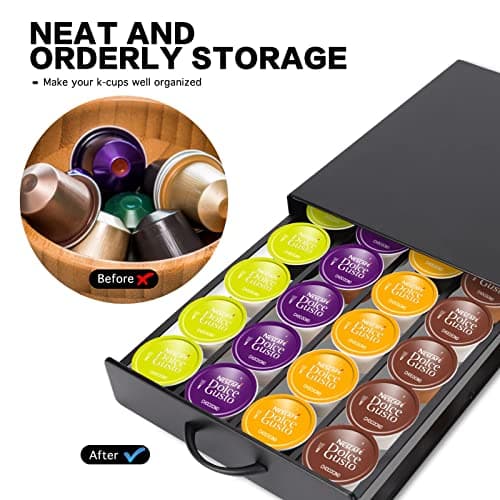 Masthome Porte Capsule Dolce Gusto, Support Porte Dosette/Capsules de Café, Capacité 20 Capsules, Tiroirs de Rangement pour Cuisine de Comptoir à Domicile, Offre 1 Chiffon de Nettoyage