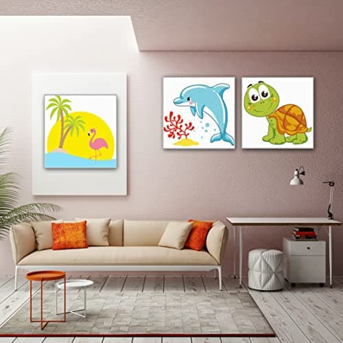Hiolife Peinture par Numero pour Enfant et Débutant, Loisirs Créatifs Activité Manuelle, Peinture Acrylique Kit de Dessin pour Filles et Garçons, Avec Cadre 20 x 20 cm - Lot de 3