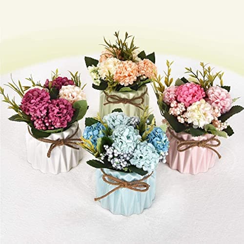 2 Pièces Vase Ceramique, Vase à Fleurs de Style Nordique, Ensemble de Vases Fleurs Moderne Style Géométrique pour Bureau, Décoration La Maison, Mariage, Salon, Table (Blanc + Rose)