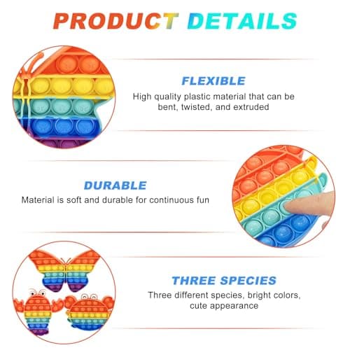 GZqiancang 3 Pièces Pop Bubble, Silicone Bubble Fidget, Pop Bubble Sensory pour Enfants, Adultes, autisme, TOC, TDAH (3 Formes différentes)