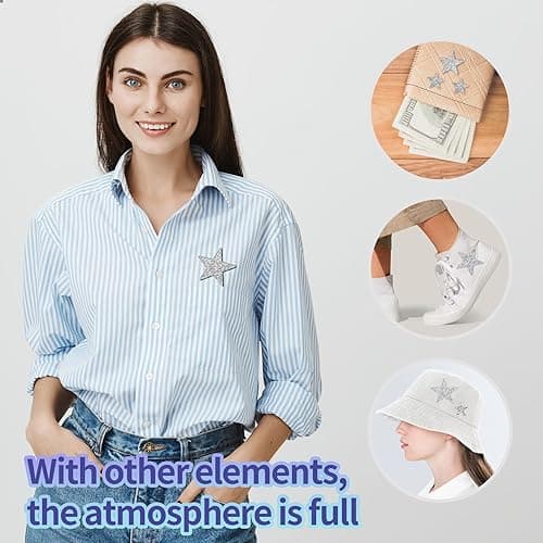 Lot De 16 Strass Thermocollant Étoile Strass Et Paillettes Écussons Thermocollants En Forme D'Étoile En Strass Sur Étoiles Argentées Pailletées En Tissu Blanc Brillant Pour Jeans, Sacs, Chapeaux