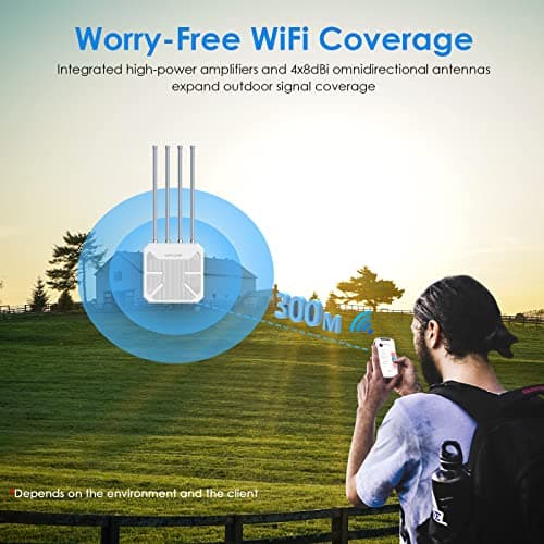 Repeteur Exterieur Puissant avec Antenne Longue Portée - Amplificateur WiFi 6 Wavlink AX1800 Mesh- Outdoor Poe Répéteur - Idéal pour Les Grands Espaces éloignés
