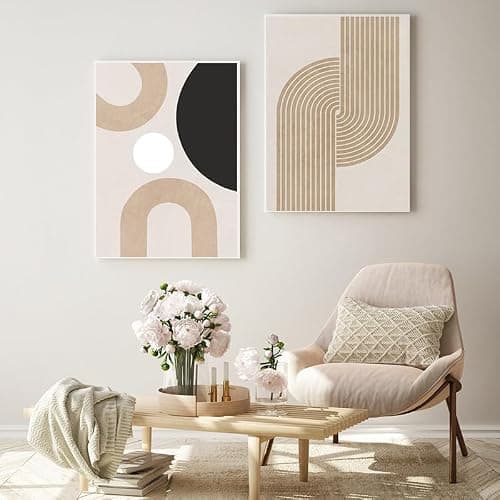 Affiche de décoration végétale géométrique moderne, peinture décorative abstraite artistique, affiche imprimée sur le mur de fond de la chambre à coucher, salon, bureau, sans cadre. (A 6,30 x 40 cm x