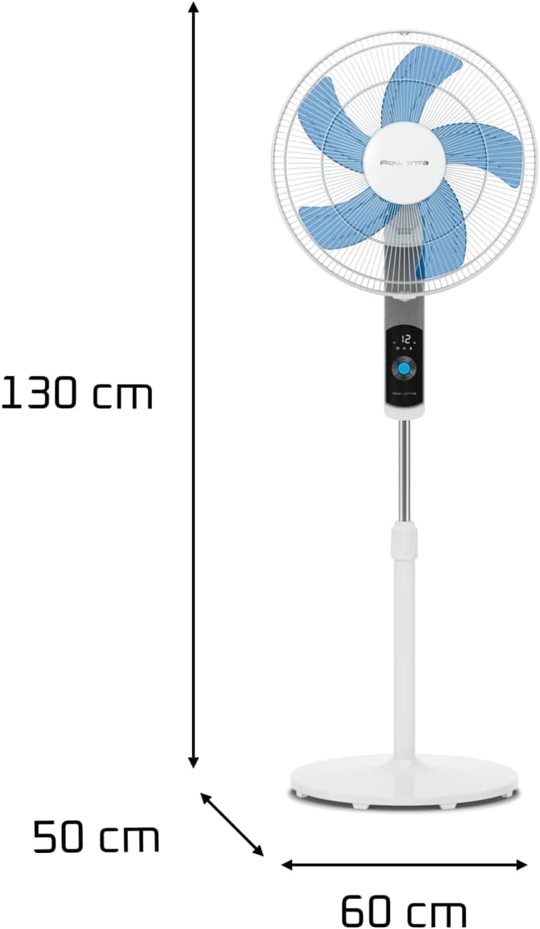 Rowenta Turbo Silence 35 dB(A), ventilateur sur pied puissant VU5650 | 12 Vitesses, Oscillation 120°, Télécommande, Écran LED, Minuterie 12 h, Mode écoénergétique, Couleur: Blanc