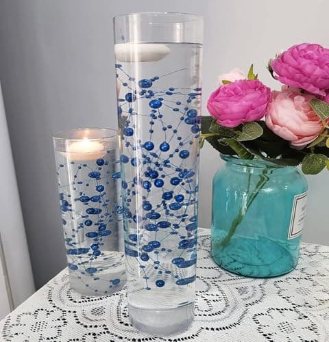 GEFIRE 18 Pièces Perles d'eau Bleu, Bougies Flottantes, Perle d'eau, Bougie Flottante pour Vases, Remplisseurs de Bouteilles d'eau, Mariages, Décorations de Centres de Table (1.2M)