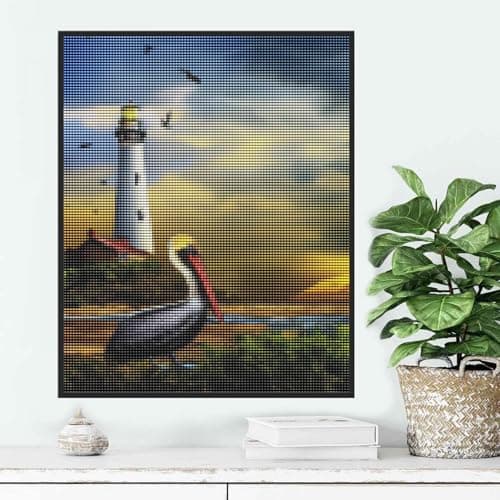 Ginfonr 5D Diamant Painting Diamond Painting Complet Phare Pélican, Broderie Peinture Diamant Painting Pigeon Animal Kit Complet Décoration De Pour La Décoration Murale De La Maison 30x40 cm