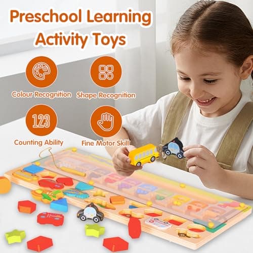 Labyrinthe Magnetique, 3 en 1 Jeux Magnetique Enfant, Jeux Montessori Bois 3 Ans, Motricité Fine Jeux Aimants Magnetique pour Tout-Petits Garçons Filles, Educatif Cadeau pour 3 4 5 6 Ans