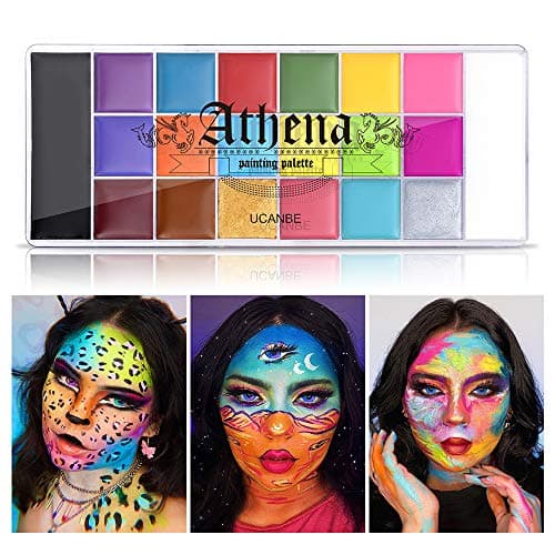 UCANBE Peinture Visage 20 Couleurs Imperméable - Fard Gras Peinture Corporelle Longue Durée Sécurité, Palette de Maquillage Halloween pour Enfants et Adultes, Théâtre, Carnaval, Scène, Clown, Cosplay