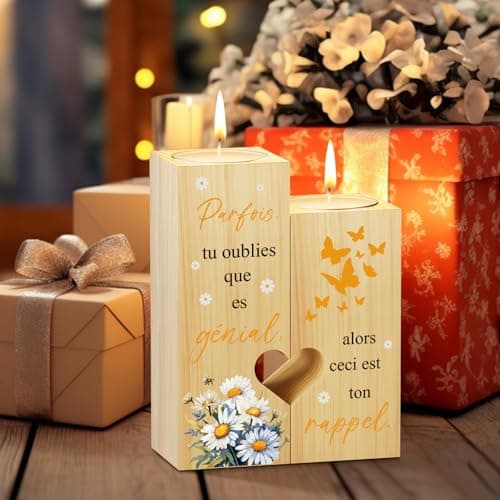 Funnli Cadeau Femme, Cœur Candélabre Cadeau Anniversaire Femme, Cadeau pour Femme Original, Idée Cadeau Femme Noel, Inspirant Cadeau pour Meilleure Amie, Maman, Fille, Soeur