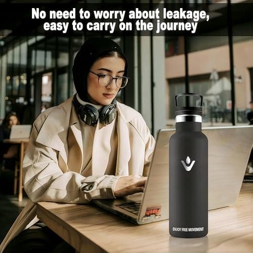 HoneyHolly Gourde Isotherme 1L, étanche sans BPA, Gourde Isotherme, Double Paroi, Bouteille Isotherme, 18/8 Acier Inoxydable, Gourde INOX, Bouteille d'eau pour Sport, Randonnée, École, Bureau