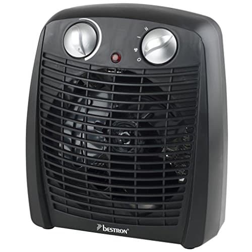 Bestron Radiateur soufflant, Radiateur soufflant salle de bain avec 2 niveaux de puissance, y compris sécurité anti-renversement & protection contre la surchauffe, pour des pièces jusqu'à 20m2, Noir