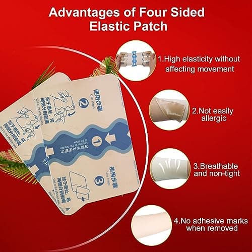 Patch Anti Douleur,20 Pcs Patch éLastique à Quatre CôTéS Patch Anti Douleur pour le cou, les épaules, la taille et les jambes Soulager les Douleurs Articulaires et Musculaires