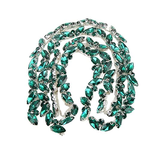 Chaîne en strass, chaîne en verre à franges en strass pour la fabrication de bijoux à bricoler soi-même, couture artisanale, breloques de chaussures, décoration de mariage(Vert)