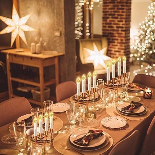 cimetech Bougies de Sapin de Noël Lot de 12, Bougies LED Flottantes sans Flamme à Piles et Télécommande avec Pince, Bougies Lumières d'Arbre de Noël Décoration à la Maison pour Fête- Blanc Chaud
