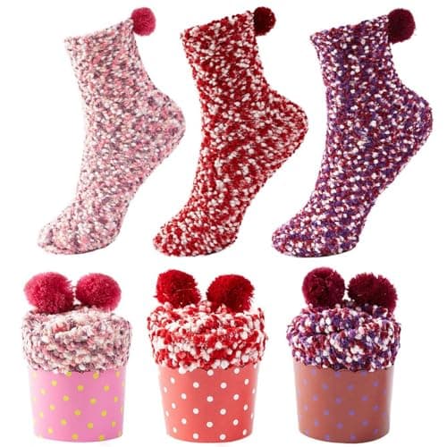 JARSEEN 3 Coffret Cadeau Noel Chaussettes Femme Super Confortables Chaud Douces Mignon Noël (Rose, Rouge, Violet, EU 36-42)