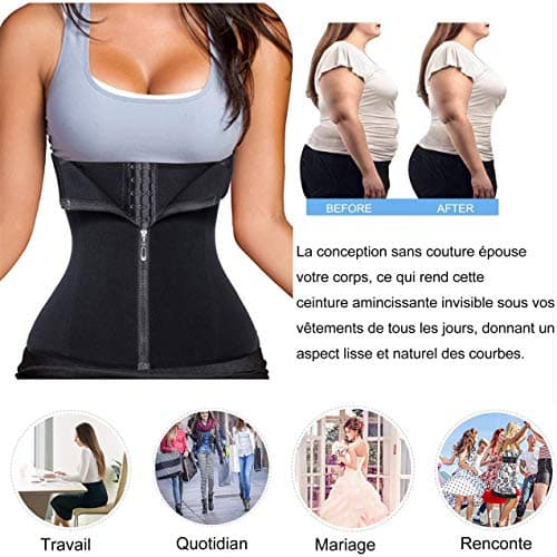 Chumian Femme Gaine Amincissant Corset Serre Taille Body Sculptant pour Ventre Plat Minceur Shapewear (Noir, L)