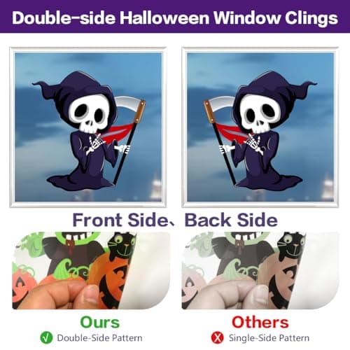 Zindoo Halloween Decoration Stickers Fenetre d'halloween 9 feuilles 101 Pièces Autocollants de Fenêtre d'halloween pour enfants, Mignon Enfantin Impression Recto-Verso pour Vitres Portes Miroirs