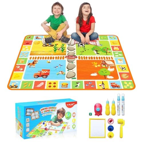 YPLUS Tapis Dessin Eau - Tapis Magique Coloriage pour Bébé de 1 An, Idéal pour le Coloriage et le Jeu - Peinture Magique à l'Eau - Ferme