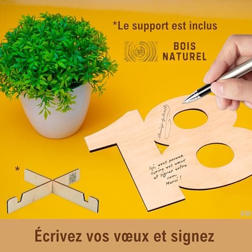 CUBIBOO ART Carte Anniversaire 18 Ans en Bois Avec support - Decoration Anniversaire 18 Ans Garçon, Fille