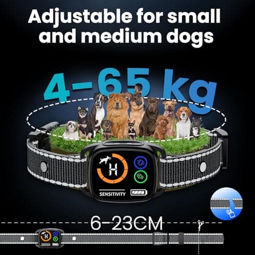 Collier Anti Aboiement Chiens,Modes Son/Vibration/Vibration Forte, Détection Intelligente des Aboiements, Rechargeable, Étanche IP67, pour Petit et Gros Chien (Black)