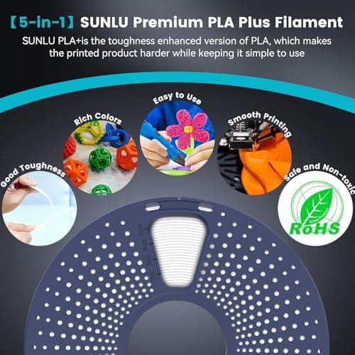 SUNLU Filament PLA+ 1,75 mm, filament PLA Plus pour imprimante 3D, plus résistant, Neatly Wound, 1 kg de filament PLA+ pour impression 3D, précision dimensionnelle +/- 0,02 mm, noir
