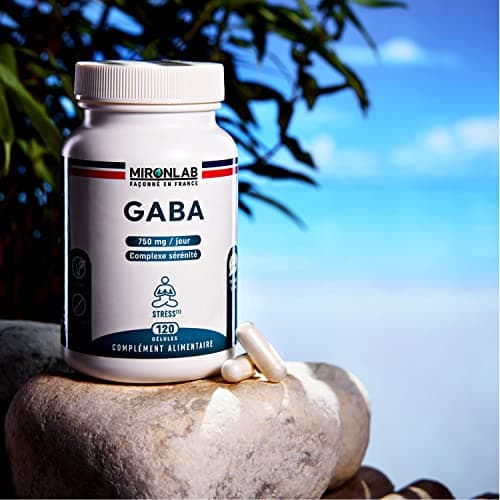 GABA Pur 750mg | Anti stress adulte enrichie en Magnésium & Vitamine B6 | 120 gélules – 2 mois | Favorise Sommeil, Sérénité et Détente | Laboratoire Français MIRONLAB
