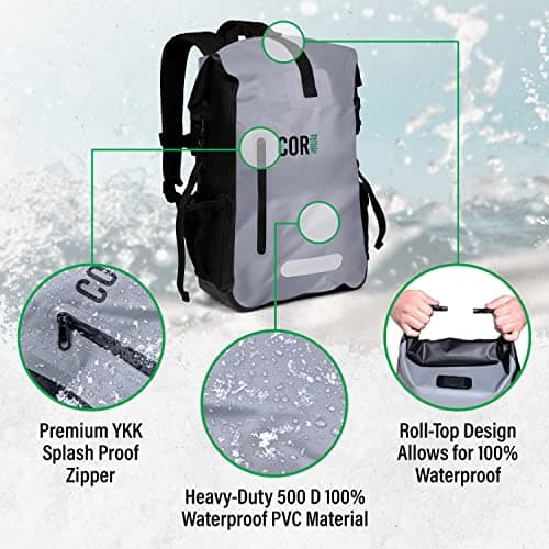 COR Surf Dry Bag Sac Imperméable | Sac à Dos étanche 25 l Avec Protection pour Ordinateur Portable (Vert 25L)