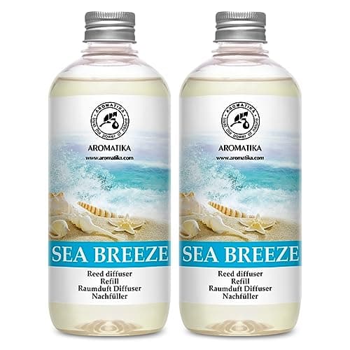 Recharge Diffuseur Roseaux Set de Brise de Mer 2x500ml - Reed Diffuser Refill Sea Breeze - Fragrance Fraîche et Durable - Recharge pour Diffuseur d'arômes - Aromathérapie - Desodorisant Maison