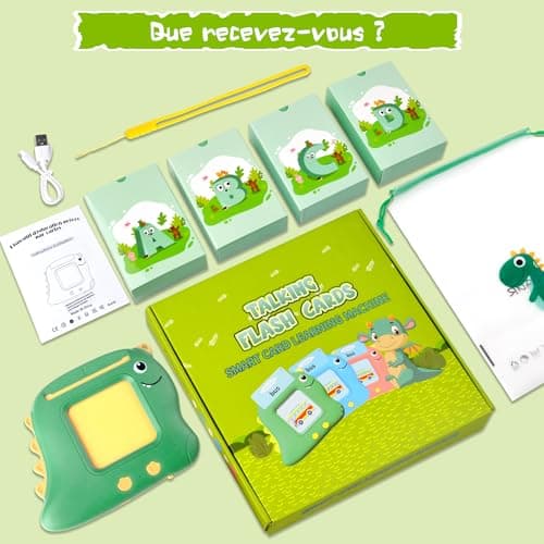 510 Mots Carte Flash Parlante Français, Jouer Enfants 2 Ans pour Enfants de 2 à 6 Ans, Cartes éducatives pour Enfants Cadeaux d'anniversaire Vert (Français/Anglais/Bilingue)