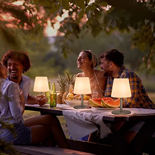 MALUX Lampe de Table sans fil 8 couleurs Blanc chaud Dimmable Lampe Table exterieur Rechargeable IP54 étanche Décoration idéale pour votre maison et votre jardin Table à manger (Gris)