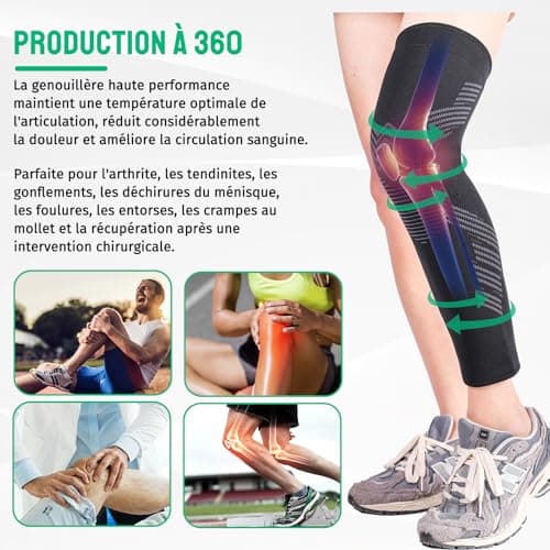 Fly texpro Maintien Compression Genouillère sport,Manchons de genou et jambe V2,Genouillere Arthrose Genou Genouillères pour Femmes/Hommes,Soutenir les douleurs articulaires,les dommages au ligament