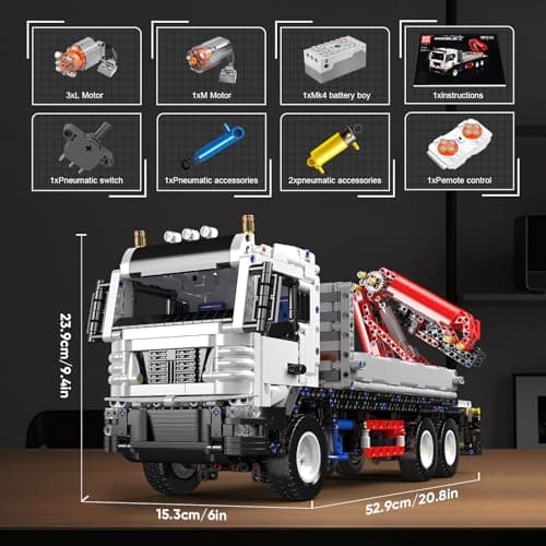 Mould King 17063 Technik RC Grue Blocs de Construction, 2530 Pièces Pneumatique Chargeuse sur Roues avec Télécommande et Moteurs, Kit de Modèle de Véhicule de Construction Cadeau pour Adultes