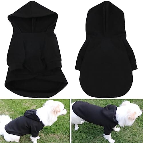 HuaLiSiJi Sweat Capuche Chien Sweat Chien Pull Petit Chien Confortable, Chaud et Léger, Le Tissu Est St Super Doux, Elastique Facile à Porter, Couleurs Vive (Medium, Noir)