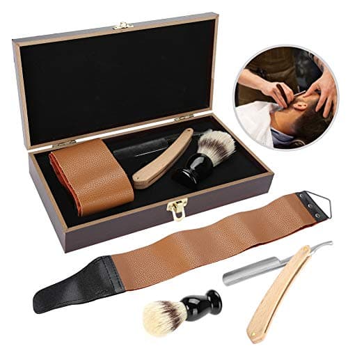 Rasoir Pour Hommes, Rasoir Pour Hommes, - Brosse - Ceinture De Cuir Rasoir - Cadeau Boîte En Bois, Kit De Rasage Traditionnel, Barbier For Rasoir Pour Hommes Jeunes Et Matures