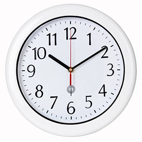 Monzana® Horloge Radio pilotée Murale Ø30 cm Blanche silencieuse à Quartz trotteuse précise Piscine Salle de Bain